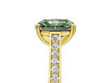 Yellow gold Fancy Green Radiant  Diamond Solitaire with Pave Band and Six-Prong Setting_25