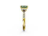 Yellow gold Fancy Green Radiant  Diamond Three-Stone Pave Band with Four-Prong Setting_22