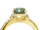 Yellow gold Fancy Green Radiant  Diamond Three-Stone Pave Band with Four-Prong Setting_24