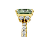 Yellow gold Fancy Green Radiant  Diamond Three-Stone Pave Band with Four-Prong Setting_25