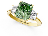 Yellow gold Fancy Green Radiant  Diamond Three-Stone Ring with Trapezoid Side Stones and Prong Setting_17