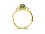 Yellow gold Fancy Green Radiant  Diamond Three-Stone Ring with Trapezoid Side Stones and Prong Setting_19