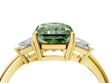 Yellow gold Fancy Green Radiant  Diamond Three-Stone Ring with Trapezoid Side Stones and Prong Setting_20