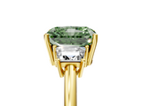 Yellow gold Fancy Green Radiant  Diamond Three-Stone Ring with Trapezoid Side Stones and Prong Setting_21