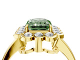 Yellow gold Fancy Green Radiant  Halo Cluster Diamond Engagement Ring with Solitaire Band and Prong Setting_53