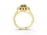 Yellow gold Fancy Green Radiant  Halo Diamond Cluster Engagement Ring with Milgrain Bezel Setting and Solitaire Band_78