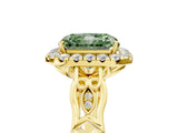 Yellow gold Fancy Green Radiant  Halo Diamond Engagement Ring with Filigree Band and Four-Prong Setting_84