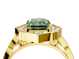 Yellow gold Fancy Green Radiant  Halo Diamond Engagement Ring with Milgrain Band and Four-Prong Setting_41