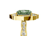 Yellow gold Fancy Green Radiant  Halo Diamond Engagement Ring with Milgrain Band and Four-Prong Setting_42