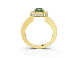 Yellow gold Fancy Green Radiant  Halo Diamond Engagement Ring with Milgrain Pave Band and Four-Prong Setting_15