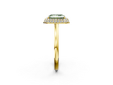 Yellow gold Fancy Green Radiant  Halo Diamond Engagement Ring with Solitaire Band and Four-Prong Setting_22