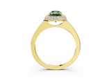 Yellow gold Fancy Green Radiant  Halo Diamond Engagement Ring with Solitaire Band and Four-Prong Setting_23