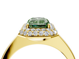Yellow gold Fancy Green Radiant  Halo Diamond Engagement Ring with Solitaire Band and Four-Prong Setting_24