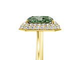 Yellow gold Fancy Green Radiant  Halo Diamond Engagement Ring with Solitaire Band and Four-Prong Setting_25