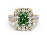 Yellow gold Fancy Green Radiant  Halo Diamond Engagement Ring with Split Shank and Four-Prong Setting_43