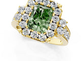 Yellow gold Fancy Green Radiant  Halo Diamond Engagement Ring with Split Shank and Four-Prong Setting_44