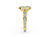 Yellow gold Fancy Green Radiant  Halo Diamond Engagement Ring with Split Shank and Four-Prong Setting_45