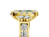 Yellow gold Fancy Green Radiant  Halo Diamond Engagement Ring with Split Shank and Four-Prong Setting_48