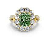 Yellow gold Fancy Green Radiant  Halo Diamond Engagement Ring with Split Shank and Prong Setting_65