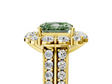 Yellow gold Fancy Green Radiant  Halo Diamond Engagement Ring with Split Shank and Prong Setting_70
