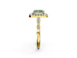 Yellow gold Fancy Green Radiant  Halo Diamond Engagement Ring with Twisted Band and Four-Prong Setting 2