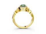 Yellow gold Fancy Green Radiant  Halo Diamond Floral Band with Four-Prong Setting_58