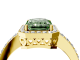 Yellow gold Fancy Green Radiant  Halo Diamond Pavé Band Ring with Prong Setting_24