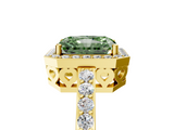 Yellow gold Fancy Green Radiant  Halo Diamond Pavé Band Ring with Prong Setting_25