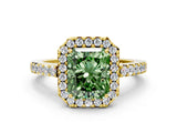 Yellow gold Fancy Green Radiant  Halo Diamond Pavé Solitaire Ring_39