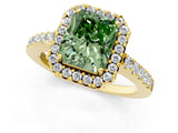Yellow gold Fancy Green Radiant  Halo Diamond Pavé Solitaire Ring_40