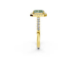 Yellow gold Fancy Green Radiant  Halo Diamond Pavé Solitaire Ring_41