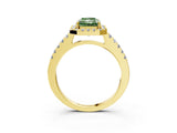 Yellow gold Fancy Green Radiant  Halo Diamond Pavé Solitaire Ring_42