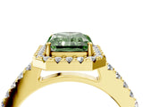 Yellow gold Fancy Green Radiant  Halo Diamond Pavé Solitaire Ring_43