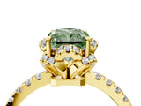 Yellow gold Fancy Green Radiant  Halo Diamond Pave Band Ring with Four-Prong Setting_19