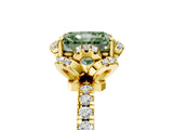 Yellow gold Fancy Green Radiant  Halo Diamond Pave Band Ring with Four-Prong Setting_20
