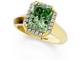 Yellow gold Fancy Green Radiant  Halo Diamond Ring with Cathedral Band and Four-Prong Setting_50