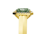 Yellow gold Fancy Green Radiant  Halo Diamond Ring with Cathedral Band and Four-Prong Setting_54