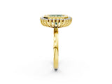 Yellow gold Fancy Green Radiant  Halo Diamond Ring with Milgrain Edge and Round Prong Setting_28