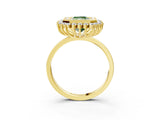 Yellow gold Fancy Green Radiant  Halo Diamond Ring with Milgrain Edge and Round Prong Setting_29