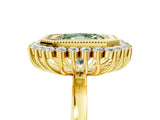 Yellow gold Fancy Green Radiant  Halo Diamond Ring with Milgrain Edge and Round Prong Setting_31