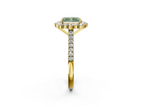 Yellow gold Fancy Green Radiant  Halo Diamond Ring with Pavé Band and Prong Setting_39