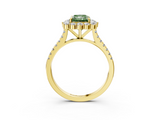 Yellow gold Fancy Green Radiant  Halo Diamond Ring with Pavé Band and Prong Setting_40