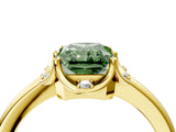 Yellow gold Fancy Green Radiant  Halo Diamond Ring with Round Cluster Setting, Solitaire Band, and Four-Prong Setting_53
