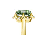 Yellow gold Fancy Green Radiant  Halo Diamond Ring with Round Cluster Setting, Solitaire Band, and Four-Prong Setting_54