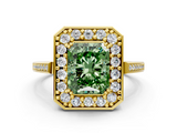 Yellow gold Fancy Green Radiant  Halo Diamond Ring with Split Shank and Four-Prong Setting_53