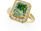 Yellow gold Fancy Green Radiant  Halo Diamond Ring with Split Shank and Four-Prong Setting_54