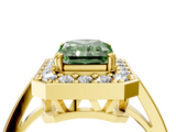 Yellow gold Fancy Green Radiant  Halo Diamond Ring with Split Shank and Four-Prong Setting_57