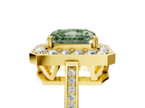 Yellow gold Fancy Green Radiant  Halo Diamond Ring with Split Shank and Four-Prong Setting_58
