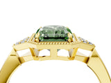 Yellow gold Fancy Green Radiant  Halo Diamond Ring with Tapered Band and Four-Prong Setting_11