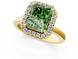 Yellow gold Fancy Green Radiant  Halo Diamond Solitaire with Pavé Band and Four-Prong Setting_77